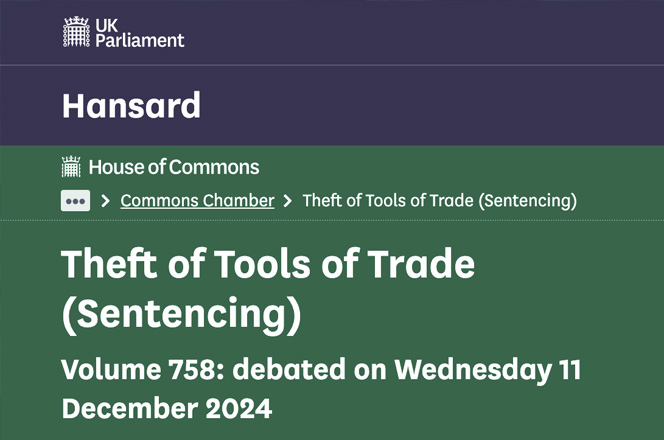 THEFT OF TOOLS OF TRADE