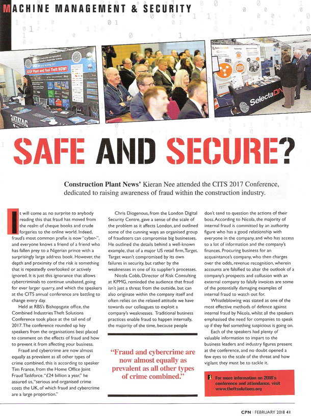 Construction Plant News - SAFE AND SECURE?
